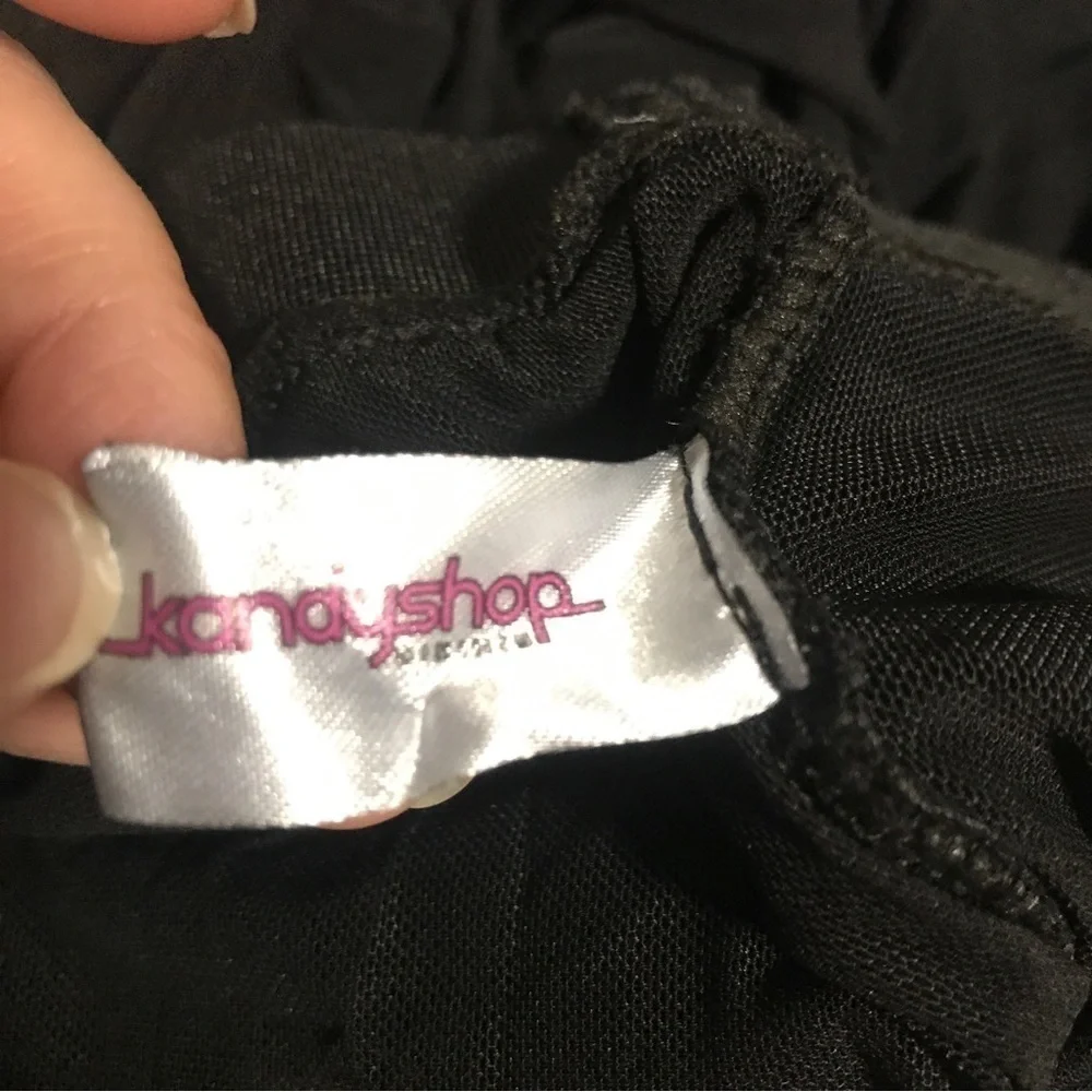 3/$15 Kandyshop black sheer mesh swim cover up ruffle side leggings